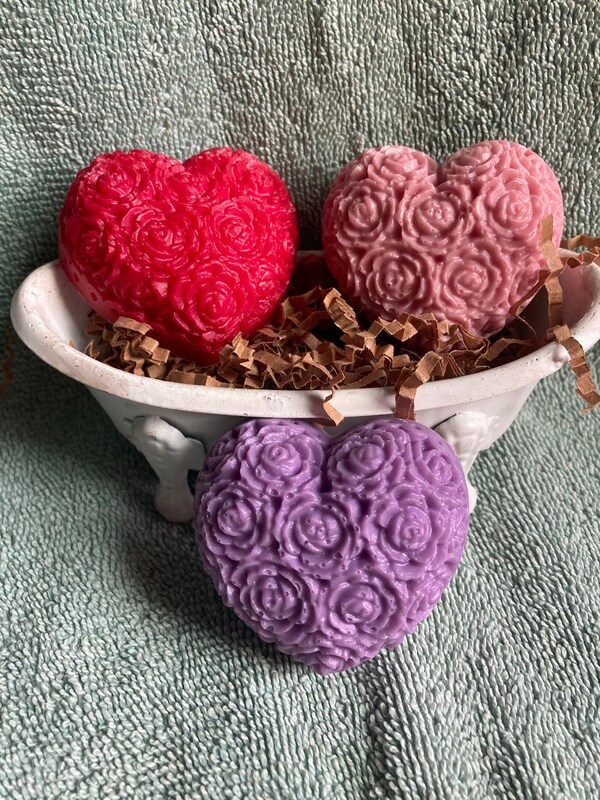 Valentine Soap Set  Heart Soap with Roses Hearts Mothers Day Bridal Shower Wedding Favor Kids Soaps  Decorative Soaps Valentines Guest Soap